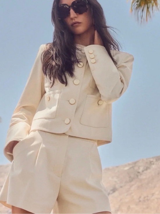 Veronica Beard Jackets & Blazers - Veronica Beard Cream Cropped Double-Breasted Blazer